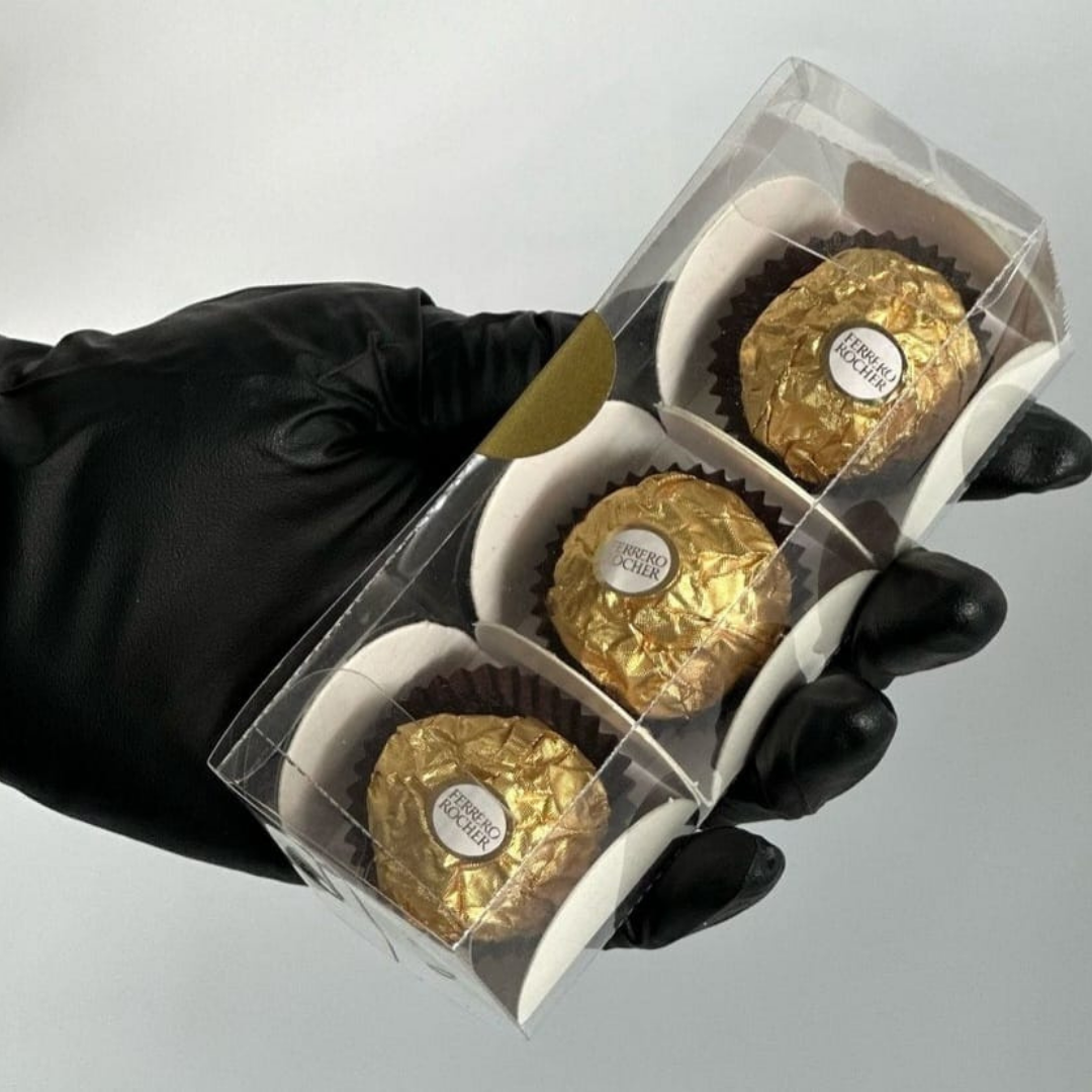 TRANSPARENT 3 CAVITY CHOCOLATE BOX