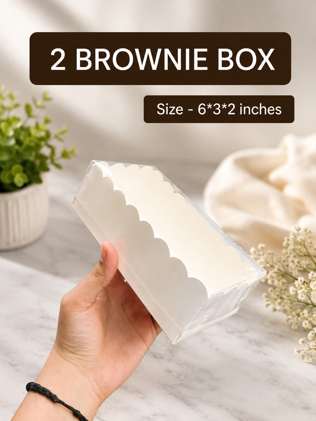 2 CAVITY BROWNIE BOX WITH TRANSPARENT LID (SET OF 10 PCS)