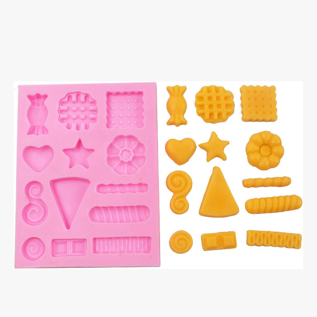 Silicon candy biscuit shape fondant mould