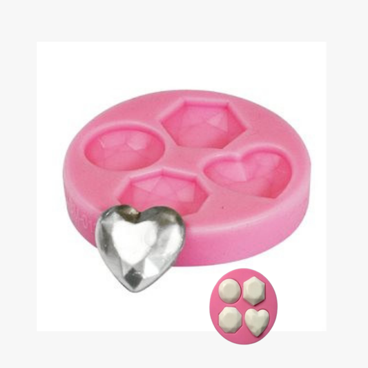 3d heart diamond shape fondant mould