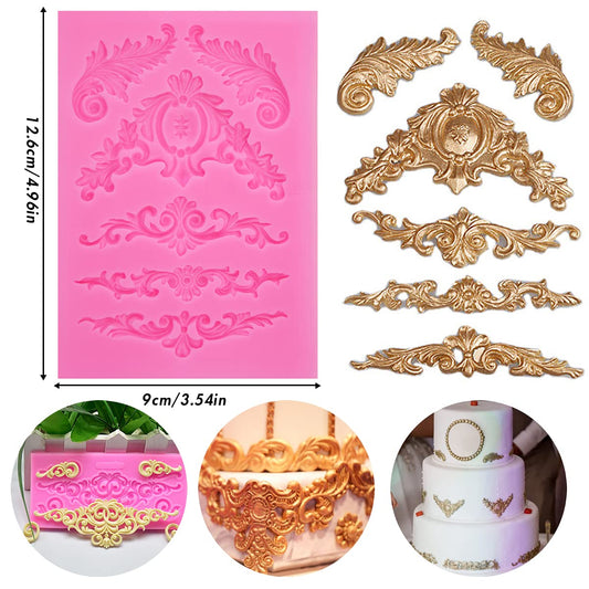 Silicon Vintage 5 Pcs Fondant Mold