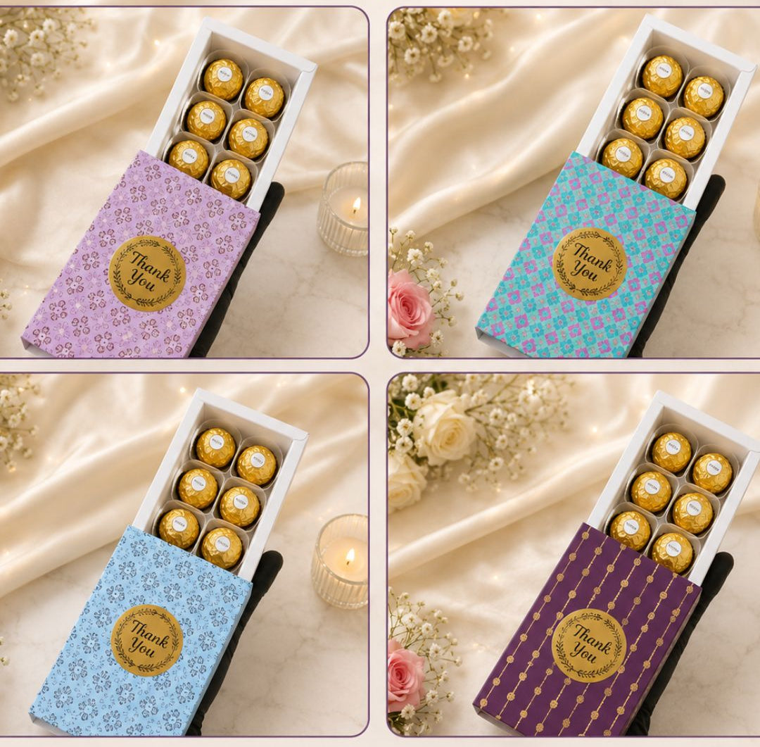 6 CAVITY CHOC BOX GOLD TOP