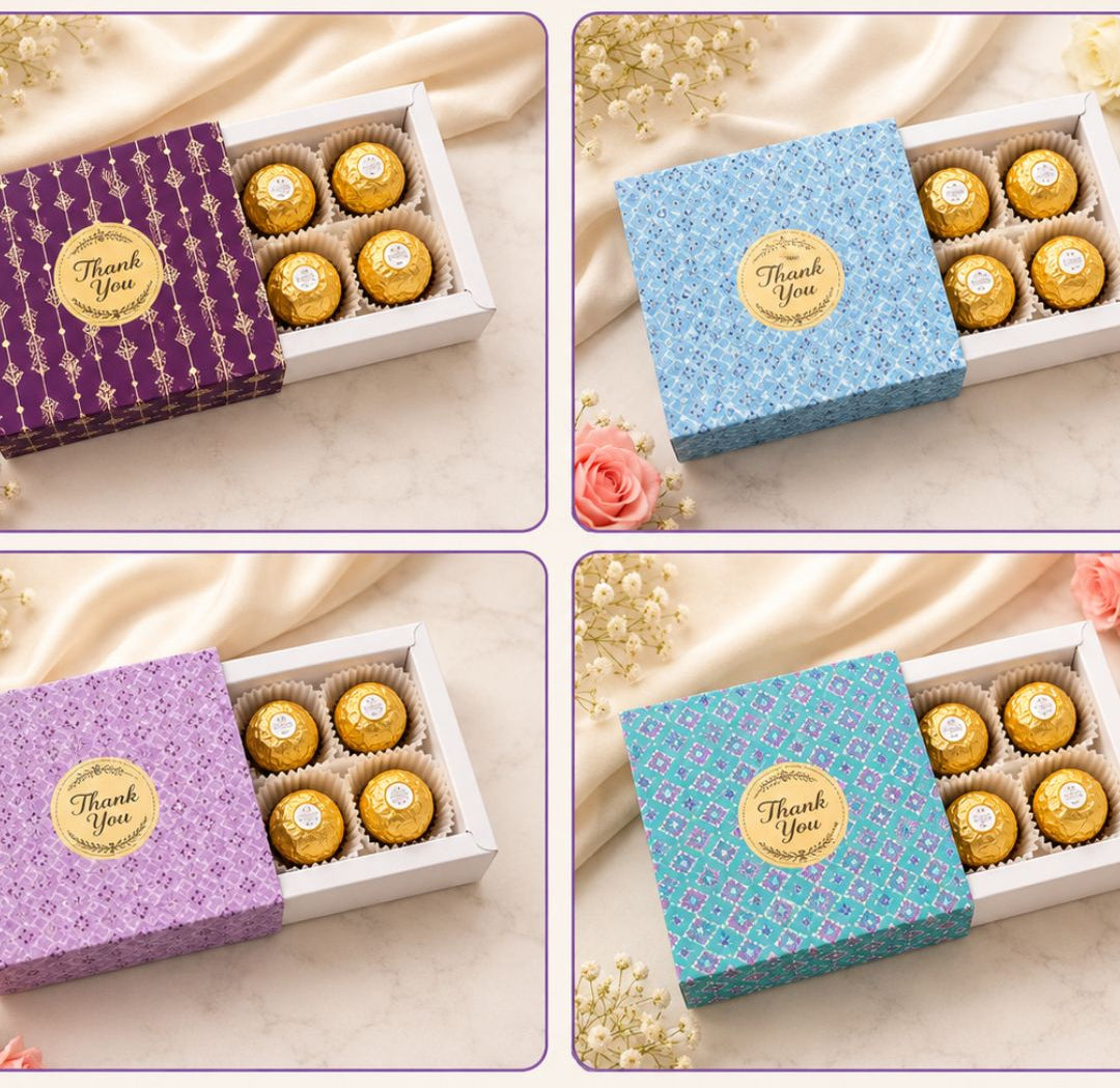 4 CAVITY CHOC BOX GOLD TOP