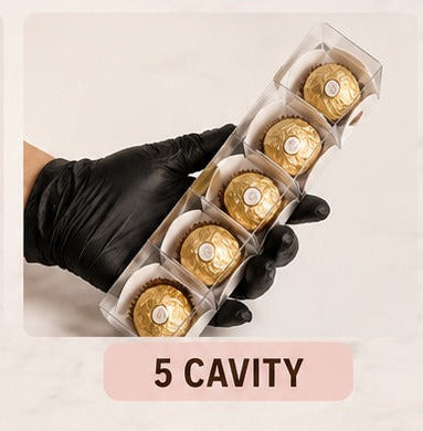 TRANSPARENT 5 CAVITY CHOCOLATE/MACARON BOX