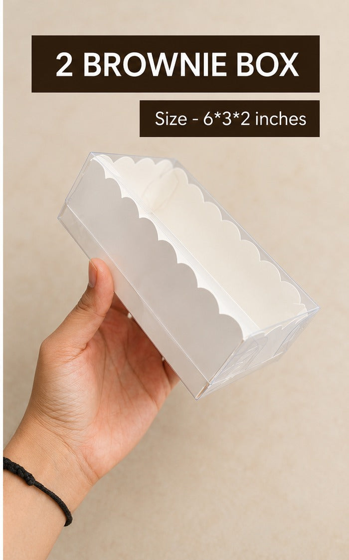 2 CAVITY BROWNIE BOX WITH TRANSPARENT LID (SET OF 10 PCS)
