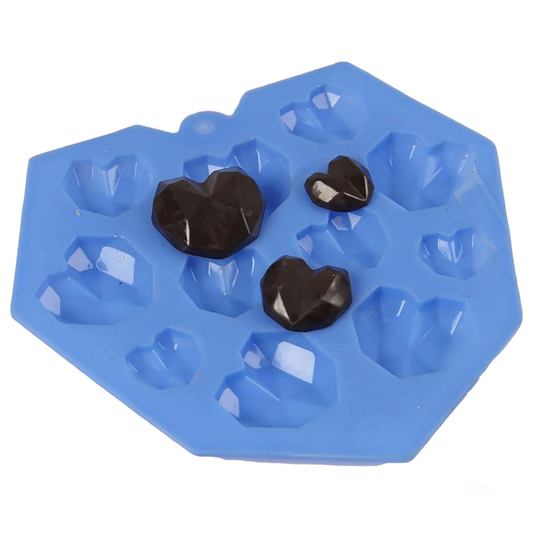 Silicon 11 cavity mini pinata heart diamond chocolate mould