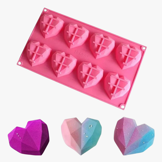 Silicon 8 cavity pinata heart diamond chocolate mould