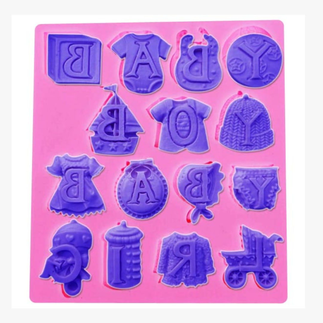 Silicon baby shower theme fondant mould