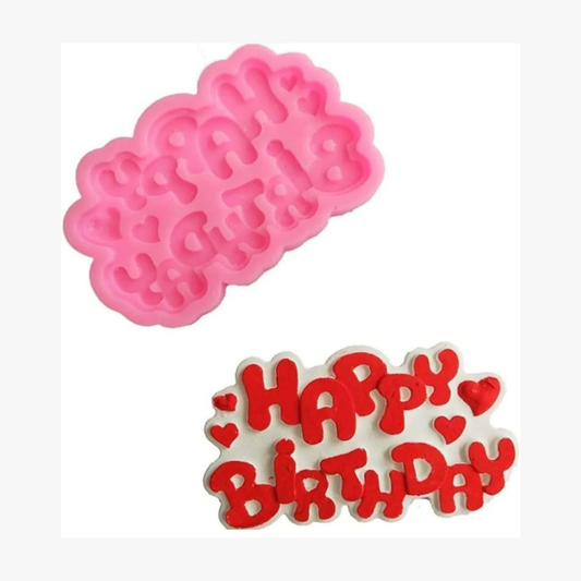 Silicon happy birthday  impression fondant mould