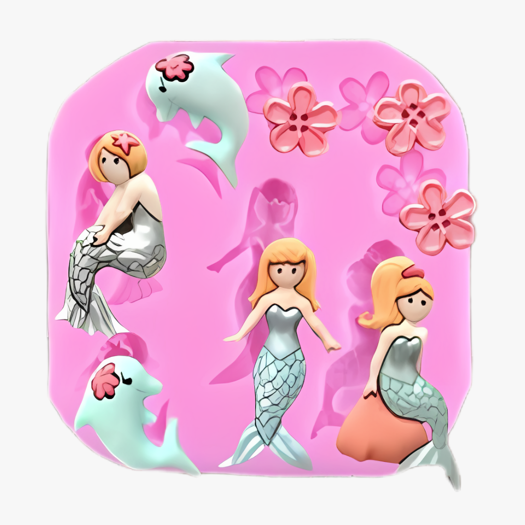 Silicon mermaid angles fondant mould