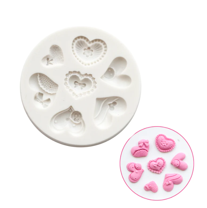 Silicon pretty hearts fondant mould