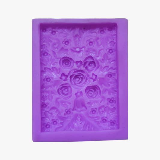 Silicon rectangle rose bunch vintage fondant mould