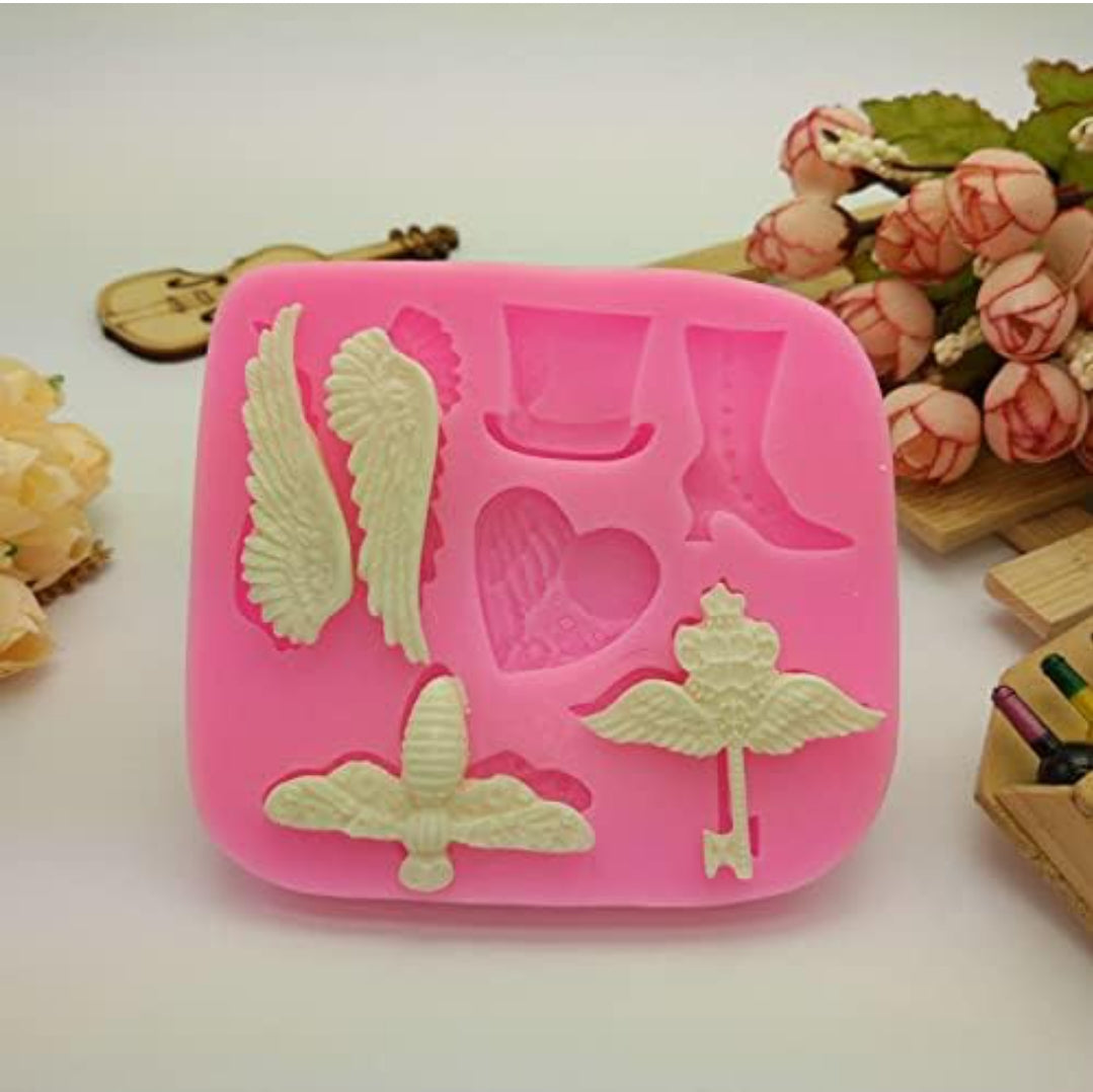 Silicon wings hat shoes fairy theme fondant mould