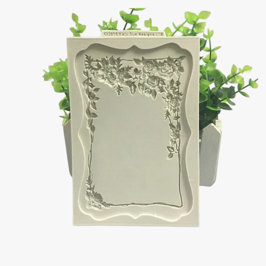 Vintage silicon photo frame vine leaf  cake fondant mold